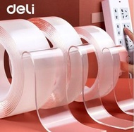 得力 - 得力 (2mm厚 x 30mm闊 x 3米長) 加厚版 透明納米雙面超強無痕膠帶 雙面膠紙｜強力膠貼