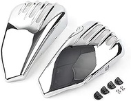Yurefax Motorcycle Left Right Battery Side Covers, Side Battery Fairing Covers Chrome, Harley, DAVID