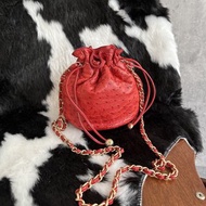 Chanel 香奈兒 鴕鳥皮迷你抽繩燒賣包