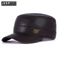 Jeep Spirit 1941 Estd Hat Mens Genuine Leather Sheepskin Flat Top Hat