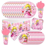 Hot Super Mario Princess Peach birthday Theme Party Decoration balloon topper banner Disposable tableware