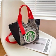 พร้อมส่งจากไทย!Starbucksกระเป๋าพกพา กระเป๋าผ้าแคนวาส กระเป๋าช้อปปิ้ง กระเป๋าสะพายไหล่ ขนาดกว้าง 20 ซม.สูง24 ซม