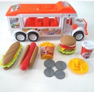 Mainan miniatur food truck makanan mobil burger sosis sandwich es cream