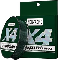 WUPUMAN Braided Fishing Line 4 Strands (Non-Fading) Super 100% PE （LBS:6/8/10/15/20/30/40/50/60/70/8