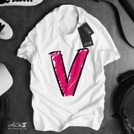 Letter T-Shirt - V - HoCha89 - High Quality Chain Collar Sewing (Real Picture)