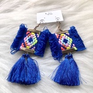原住民風藍色編織耳環
