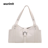 WURIMH924YYI Leather Shoulder Bag, PU Leather Y2K Design Armpit Bag, Stylish Maillard Style Wastelan