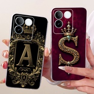 Vivo S17e 5G V2285A Cover Vivo S17e 5G Case Transparent Luxury Crown A-Z Letters 2D Flat Pattern Sof