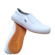 Sepatu Slip On Loafer Pria dan Wanita Slop Casual Cowok Tanpa Tali Putih Polos Full White Gum