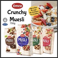 EMCO Crunchy Muesli cereals (750g) oat granola chocolate Hazelnut.