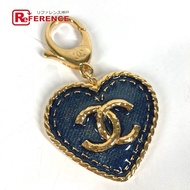 CHANEL 24P Heart CC Coco Mark Logo Denim Keychain