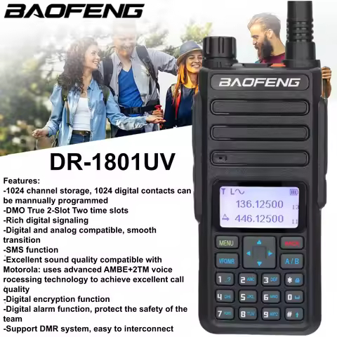 Dr-1801 Dmr Radio Baofeng Walkie Talkie Tier 1 2 Dual Time Slot Digital Dm-1801 Updated Uv Dual Band