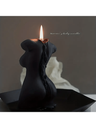 件女士身體香氛蠟燭（隨機黑色/白色），持久芳香家居裝飾臥室，完美燭光晚餐氛圍，經典晚餐道具