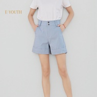Eyouth 20163 Women Sleek Fold-Hem Shorts | high waist Korean Style cargo shorts