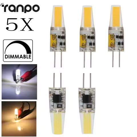 5pcs Dimmable 12v G4 COB LED Bulb 6w 1505 AC 110V 220V Spotlight 3000k White 4000k 6000k Crystal Cha