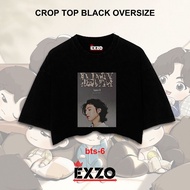 KATUN EXZO CROP TOP bts BLACK Oversize / SLIMFIT COTTON t-shirt bts t-shirt