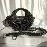 Soleil Chrome — 手工閃亮 Macramé 包，搭配肩帶