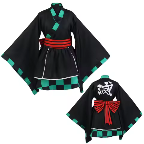 Maid Dress Kimono Costume Tanjiro Zenitsu Rengoku Nezuko Cosplay Costume Anime Outfit