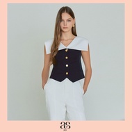 [asv pf25] Avery Sleeveless Blouse เสื้อกั๊กผู้หญิง แขนกุด ดีเทลปกเหลี่ยม แต่งกระดุมทองด้านหน้า