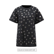2025 Summer Round Neck Metal Hollow Short Sleeve High-End Ladies T-Shirt Quality Assurance CT9O