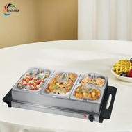 [chulisia] Electric Buffet Server Tray 3 Tray Stainless Steel Insulated Tray for Buffet
