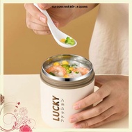 Lucky Porridge Pot, Rice Container, THERMAL SOUP FREE SPOON, 304 Stainless Steel Inner Tube, DT500ML