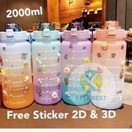 . 2 LITER VIRAL BOTTLE - WATER BOTTLE - CHILDREN'S BOTTLE-2D+3D STICKER