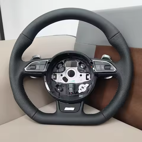 M Black Stitching Leather For Audi A3 A4 A5 B9 S4 S5 A4 B8 S4 A5 Steering Wheel Shift Paddle Car Des