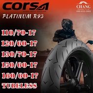 110/70-17 120/60-17 130/70-17 150/60-17 160/60-17  รุ่นPlatinum R93 ยี่ห้อCorsa 110/70-17 One