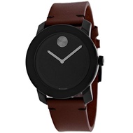 Movado หน้าปัดควอตซ์สีดำทึบนาฬิกาสำหรับผู้ชาย3600602