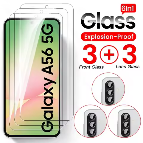Sumsung A 56 Case 6 in 1 9H Cover Screen Protector for Samsung Galaxy A56 A36 A26 A16 A06 5G Camera 