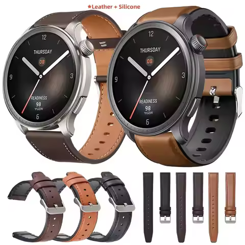 Leather Silicone 22mm Strap For Amazfit GTR 4 2 2e 3 Pro Stratos 3 / BALANCE 2 Band Amazfit Bip6 5 W