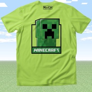 Round Neck T-Shirt Printed With Minecraft Box Pattern Neon Color Green For Children And Adults S-5XL