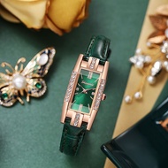 Womens small square watch small green watch diamond inlaid quartz watch