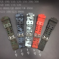 ☏◈﹍ Watchband Strap For Casio G-Shock GA-110 100 GA-200 GD-120 GW-8900 GR-8900 GLS100 Resin Camouflage Replacement Rubber Watch Band