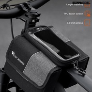 [SM]Bicycle Front Frame Bag with Zipper Large Capacity Waterproof Touch Screen Phone Pouch MTB Cycling Bag