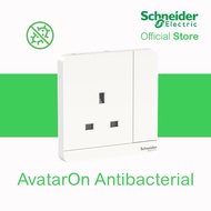 Schneider Electric AvatarOn Antibacterial- 13A 250V 1Gang (Single) and 2Gang (Twin) Switched Socket, White