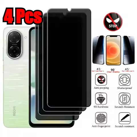 4Pcs Anti-Spy Screen protector For Xiaomi Redmi 13X 13 14C Full Cover Tempered Glass For Xiaomi Redm