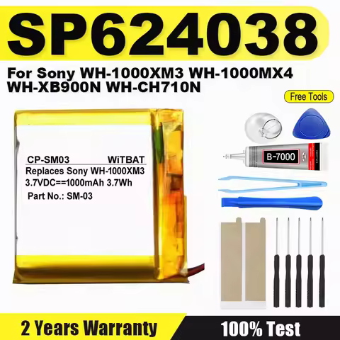 SM-03 SP624038 1000mAh Battery For Sony WH-1000XM3 WH-1000MX4 WH-XB900N WH-CH710N Headset Batterie A