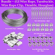 Mago Bundle ( 4mm GI Wire Rope, 8mm Turnbuckle, 4mm Wire Rope Clip, 4mm Thimble, 4mm Hourglass)