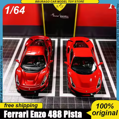 Hg Model 1:64 Ferrari Enzo 488 Pista Rosso Corsa Fiorano Prancing Horse Alloy Supercar Two Finish Ve