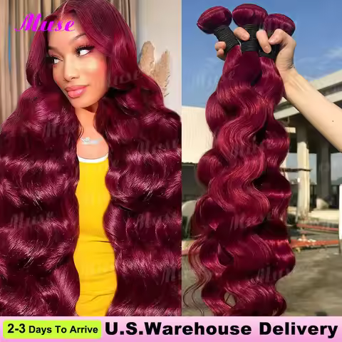 16A 99j Burgundy Body Wave Bundles 3 4 Bundle Colored Wine Red 100% Unprocessed Human Hair Bundles R