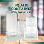Square Microwave Disposable Plastic Food Container With Lid / Segi Empat Kotak ,Bekas Plastik Kek, Durian, Makanan Besar