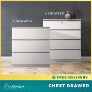 Chest drawer 3 / 4 storage with Locker White Drawer Side Table Clothes Cabinet Flexidesignx WEESON