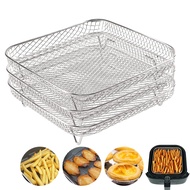 3Layer Air Fryer Racks Stainless Steel Square Air Fryer Basket Tray Stackable Dehydrator Racks Air Fryer Accessories Fit Kitchen