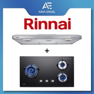 RINNAI RH-S95A-SSVR 90CM SLIMLINE HOOD + RINNAI RB-73TG 3 BURNER HYPER FLAME GLASS HOB WITH SAFETY DEVICE