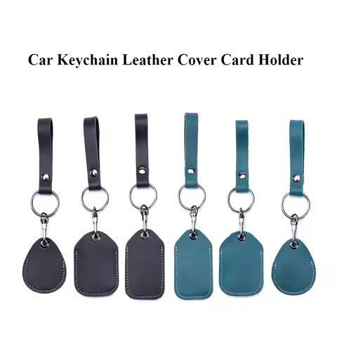 Customizable Leather Cover Card Holder Keychain ID Card Case Unisex IC Alarm Tag Mark Protective Cas