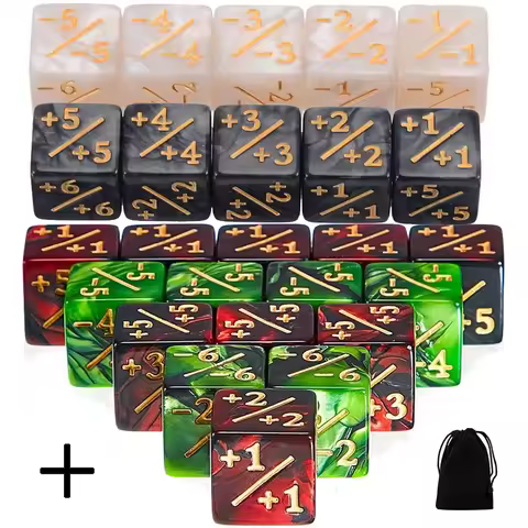 10Pcs D6 Dice 6 Side Counters +1/-1 Marble Square Digital 16mm Cube for Funny Table Board Gaming Mat