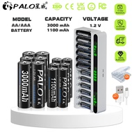 PALO 12Slot Smart Battery Charger +1.2V AA/AAA battery for AA AAA 1.2V Ni MH 3000mAh