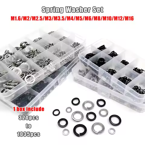 1 Set Spring Split Lock Washer Elastic Gasket GB93 Mix M1.6 M2 M2.5 M3 M4 M5 M6 M8 M10 M12 M16 Kit B